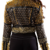 Back view of Lucifer Studded Crop Leather Jacket