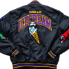 Back view of Rashomon Black Satin Bomber Jacket