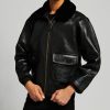 Black Leather Flight Jacket 