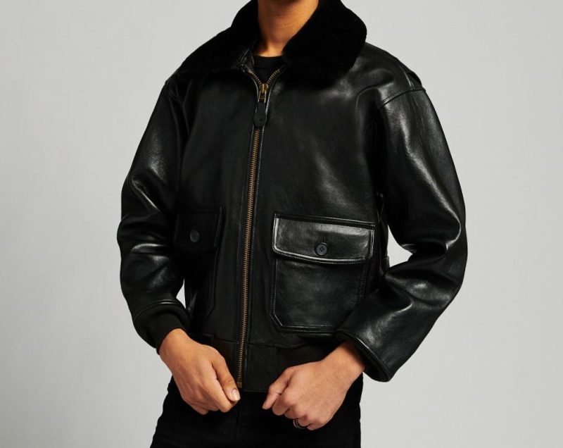 Black Leather Flight Jacket 
