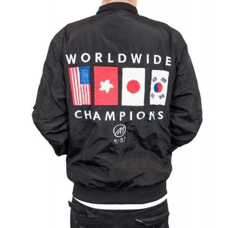 Black Polyester MA1 Bomber Jacket