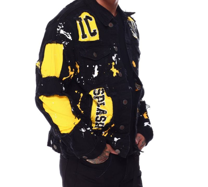 Black Sequin On Mesh Denim Jacket