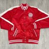 Born Fly Red Satin Bomber Jacket 