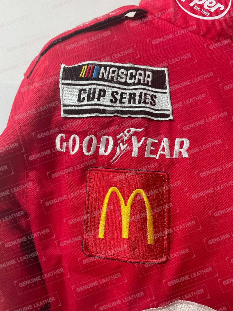 Cotton Dr. Pepper Red Racing Jacket with Stand-up Collar