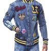 Dark Blue Denim Bomber Jacket 