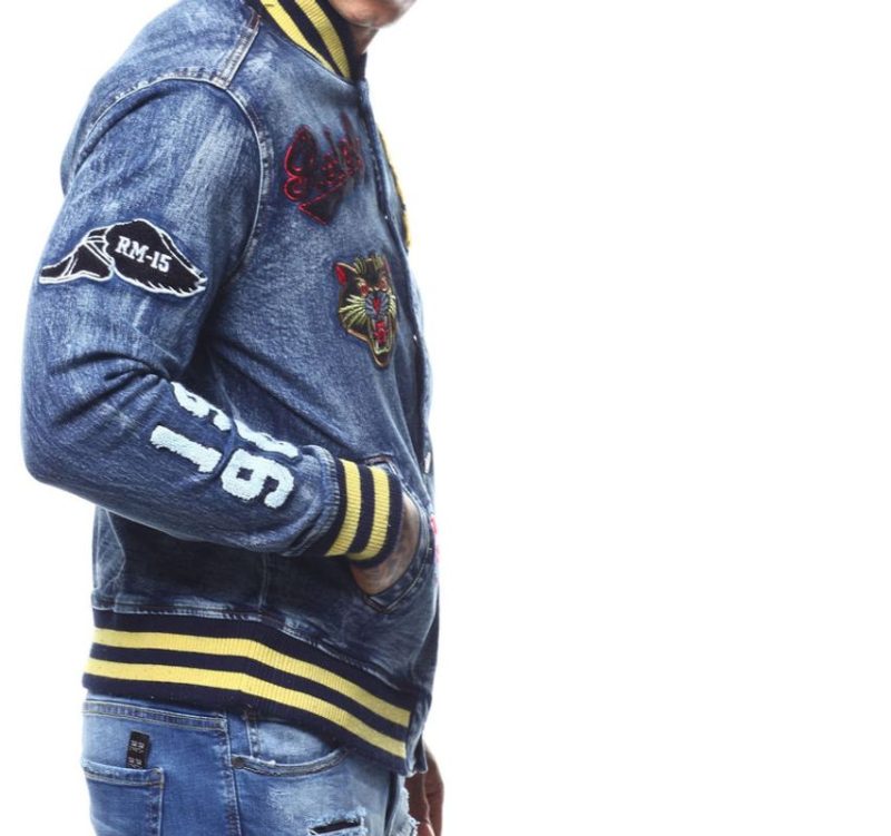 Dark Blue Multi Patched Denim Jacket 