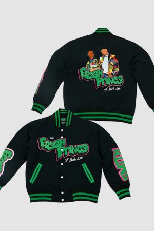 Fresh Prince of Bel Air Academy #14 Black Green Varsity Jacket