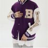 Furry Patchwork Purple Varsity Bomber Jacket