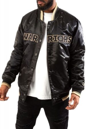 Golden State Warriors Black Satin Jacket