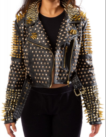 Lucifer Studded Crop Leather Jacket | GLJ