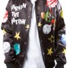 Marvin the Martin Black Satin Bomber Jacket