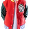 Men Red Woolen Letterman Varsity Jacket