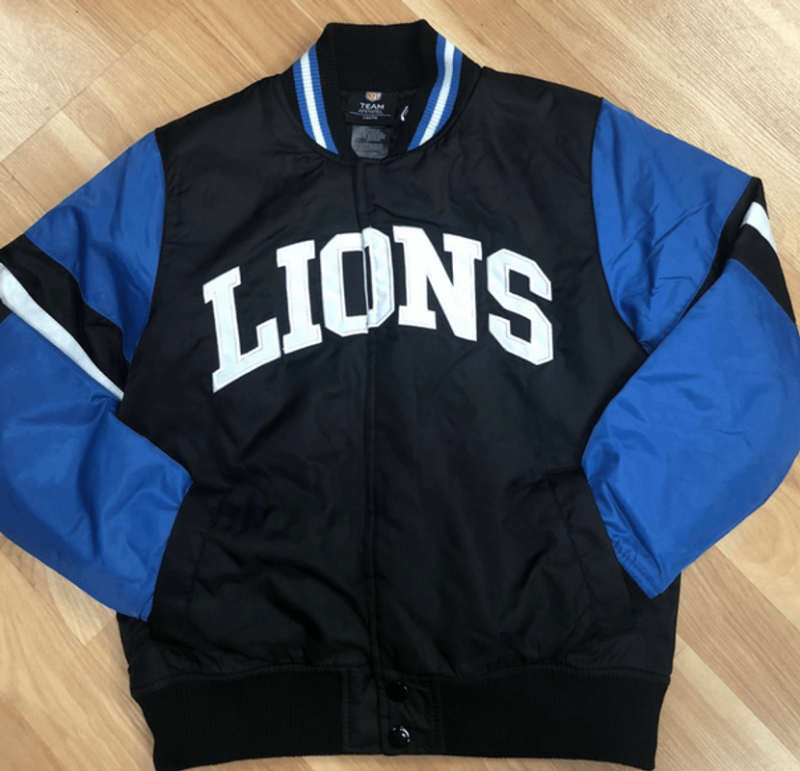 NFL Detroit Lions Blue Nylon Varsity Jacket
