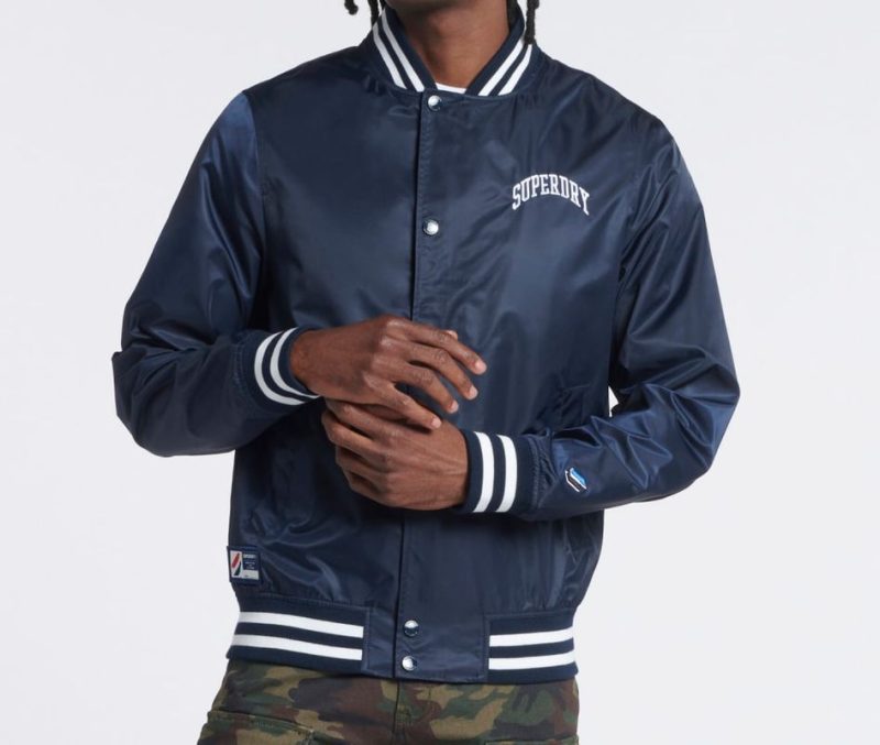 Navy Blue Classic Varsity Baseball Jacket 