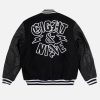 No Worries Letterman Black Bomber Jacket