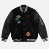 No Worries Letterman Bomber Jacket