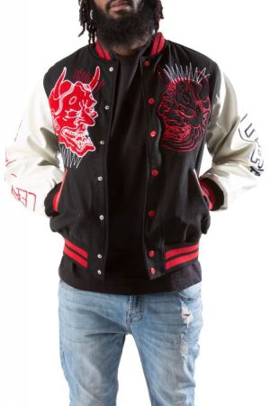 Oni Demon Black Varsity Bomber Jacket