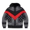 Paisley Bandana Print Black Puffer Jacket
