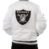 Back view of Las Vegas Raiders Back Shield Satin Jacket