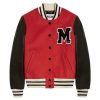 Red Woolen Varsity Bomber Jacket