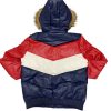 Robert Philip Red White Blue Fur Hooded Puffer Jacket