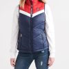 Two-Tone Puffer Varsity Chevron Blocked Vest 