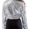 Back view of Women's Silver Studded Nylon Jacket