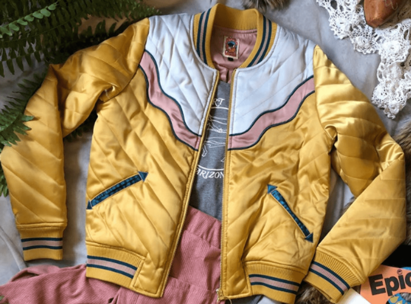 Mustard Yellow Satin Puffer Jacket
