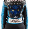 Back view of Graphic Studded Leather Jacket