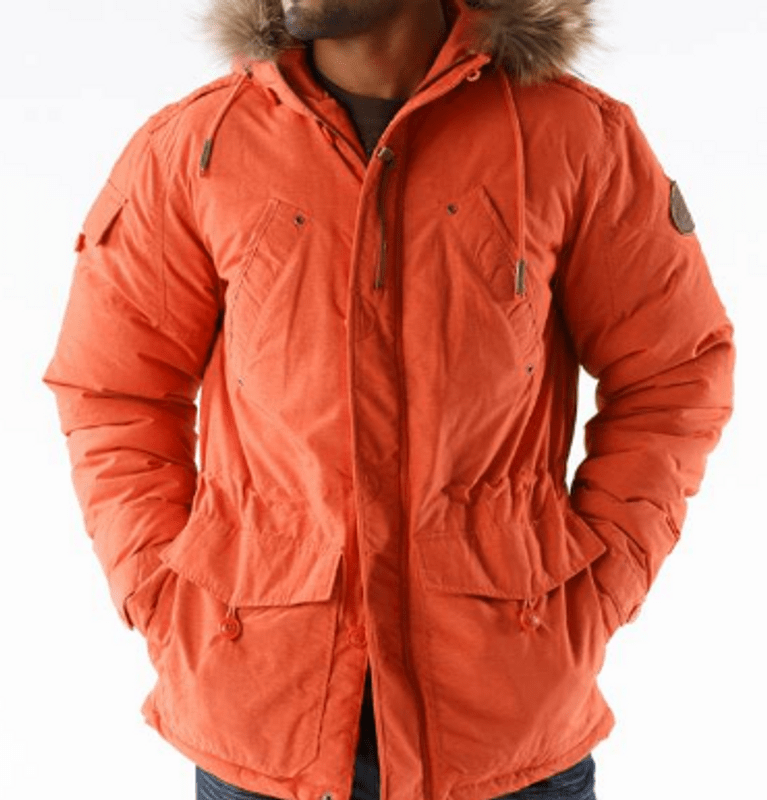 Pelle Pelle Fur Hood Snorkel Orange Puffer Jacket GLJ