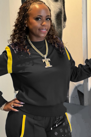 Shante Broadus Black Bandana Tracksuit