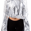 Women's Silver Studded Nylon Jacket