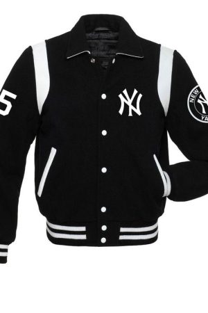 NY Yankees Sailor Collar Black Varsity Jacket