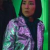 Russian Doll S02 Maxine Silver Cropped Biker Jacket