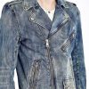 Peak Lapel Blue Diesel Denim Moto Jacket