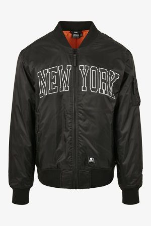 New York Polyester Black Bomber Jacket