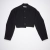 Black Cropped Cotton Tweed Jacket