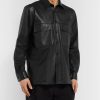 Shirt Style Black Leather Jacket