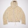 Beige Hooded Shearling Jacket