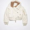 Ecru Beige Cotton Bomber Jacket
