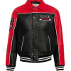 Red and Black Leather Bomber Jacket