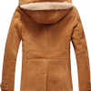 Sheepskin Shearling Hooded Brown Duffle Coat