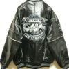 Hi Rollers Vintage Black Leather Bomber Jacket
