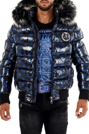 George V Paris Bomber Jacket Black and Blue 