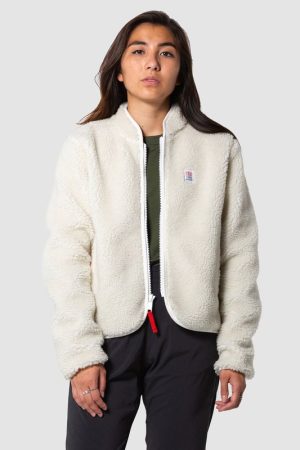 Women White Sherpa Jacket