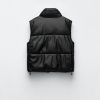 Faux Leather Puffer Vest