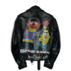 Vintage Hand Painted Bert And Ernie Leather Jacket