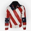 Women American Flag Leather Jacket