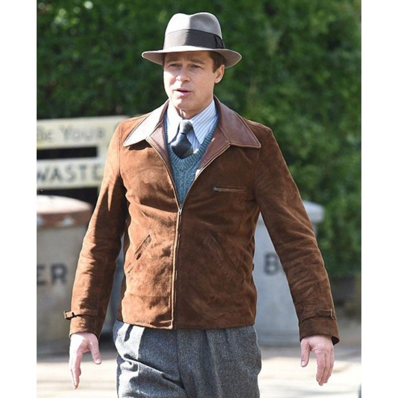Allied Brad Pitt Max Vatan Leather Jacket