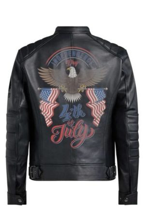 Bald Eagle Black Leather Jacket